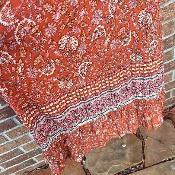 KNOX ROSE Ladies XS Burnt Orange Floral Maxi Dress - Picture 8 of 12